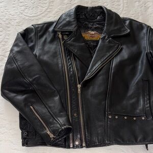 Vintage 80’s Gently Loved Unisex Harley-Davidson Black Leather Biker Jacket